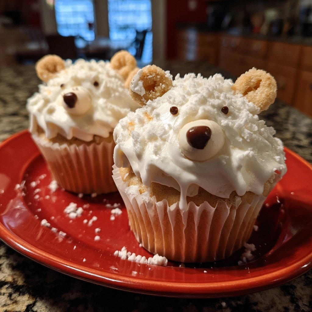 Christmas Polar White Bear Cupcakes